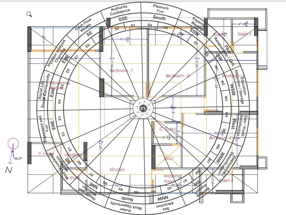 Vastu chakra overlay on floor plan